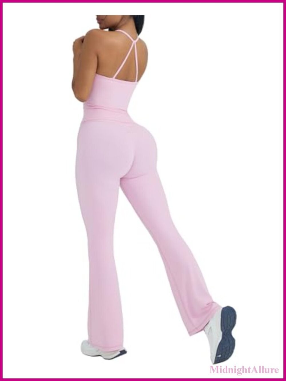 2 Piece Workout Sets Padded Tank Tops Flare Leggings Pilates Outfits Built in